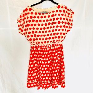 Eliza J polka dot red cream dress pockets